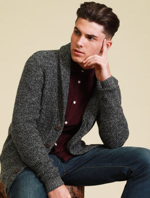 Riley Wool Blend Shawl Neck Cardigan In Charcoal Marl - Tokyo Laundry