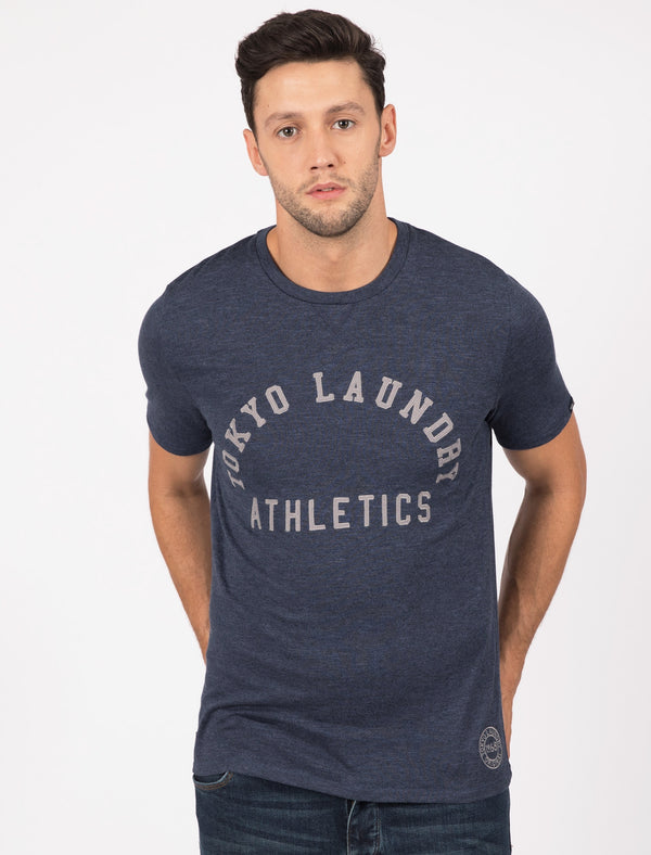 Aspenburg Applique Cotton Jersey T-Shirt In Gray Blue / Black - Tokyo Laundry