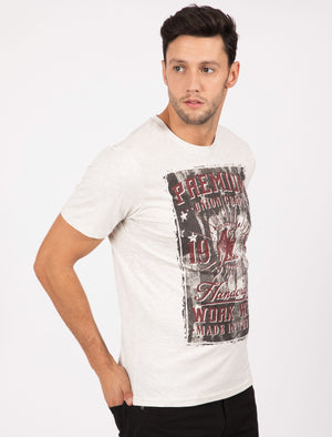 Premium Motif Cotton T-Shirt in Oatgrey Marl - Tokyo Laundry