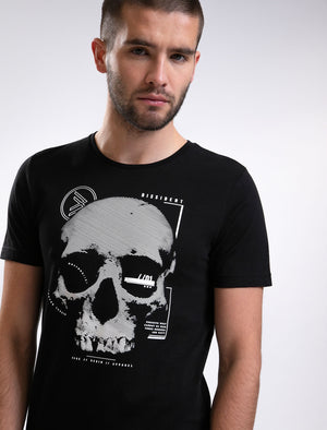 Scan Skull Motif Cotton Jersey T-Shirt In Jet Black - Dissident