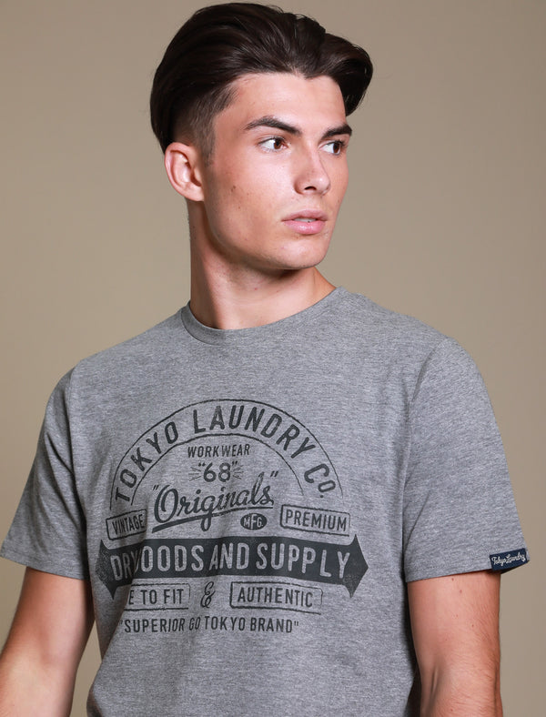 Fox Motif Cotton Jersey T-Shirt In Mid Grey Marl - Tokyo Laundry