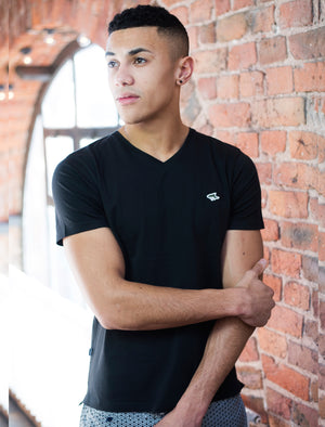 Briset Basic V-neck Tee in Black - Le Shark