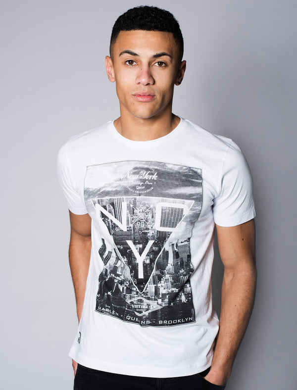 Tri-City NYC T-Shirt in White - Dissident
