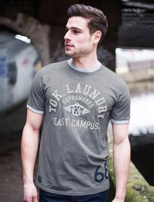 East Campus T-Shirt in Mid Grey Marl - Tokyo Laundry