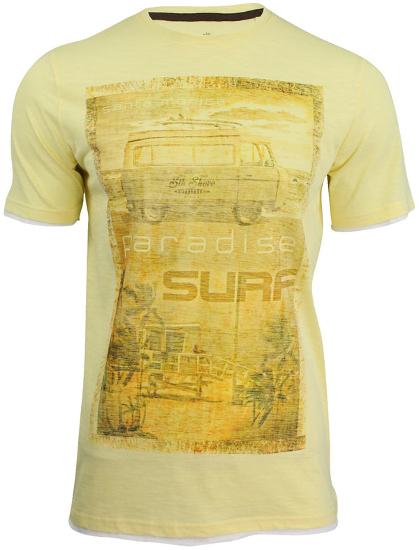 Noah Surf Paradise Motif T-Shirt in Pale Yellow - South Shore