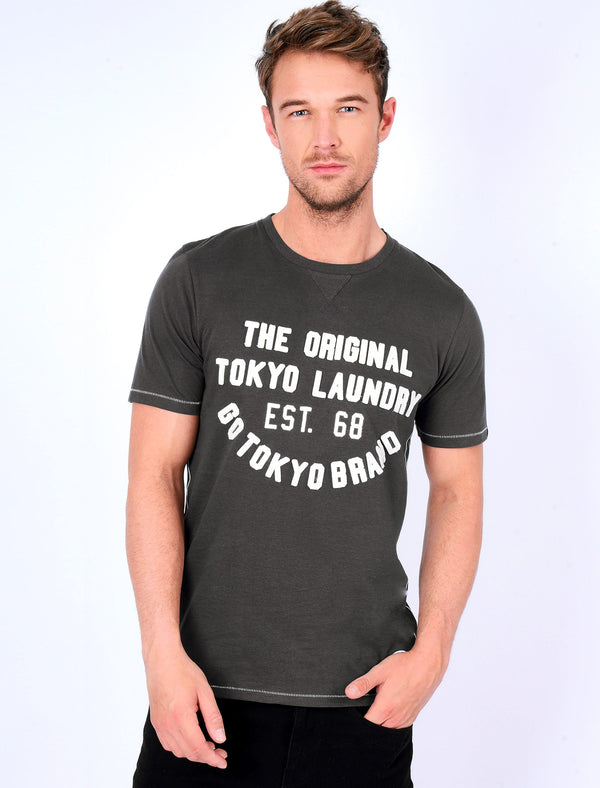 Alabama Cove Motif T-Shirt with Crew Neckline in Blackened Pearl - Tokyo Laundry
