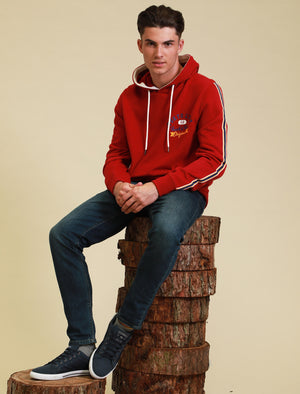 Cherryville Pullover Hoodie with Sporty Tape Sleeve Detail In Rio Red - Tokyo Laundry