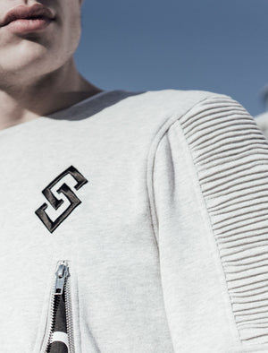 St Mojoris Exposed Zip Panel Sweatshirt in Light Grey Marl - Saint & Sinner
