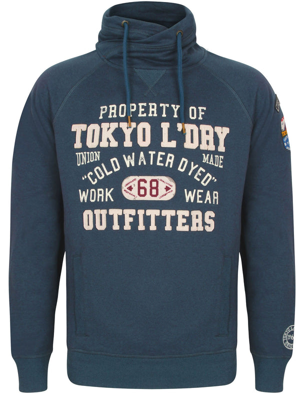 Maplewood Funnel Neck Pullover Hoodie in Dark Denim / Black - Tokyo Laundry