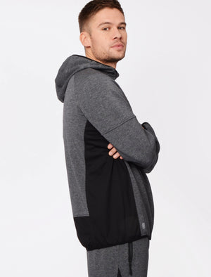 Bolt Mesh Panel Zip Through Hoodie In Black / White Grindle - Tokyo Laundry Active