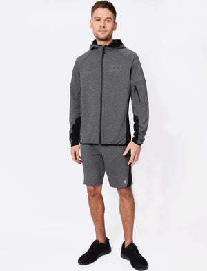 Bolt Mesh Panel Zip Through Hoodie In Black / White Grindle - Tokyo Laundry Active