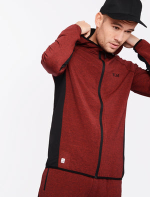Bolt Mesh Panel Zip Through Hoodie In Red / Black Grindle - Tokyo Laundry Active