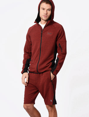 Bolt Mesh Panel Zip Through Hoodie In Red / Black Grindle - Tokyo Laundry Active