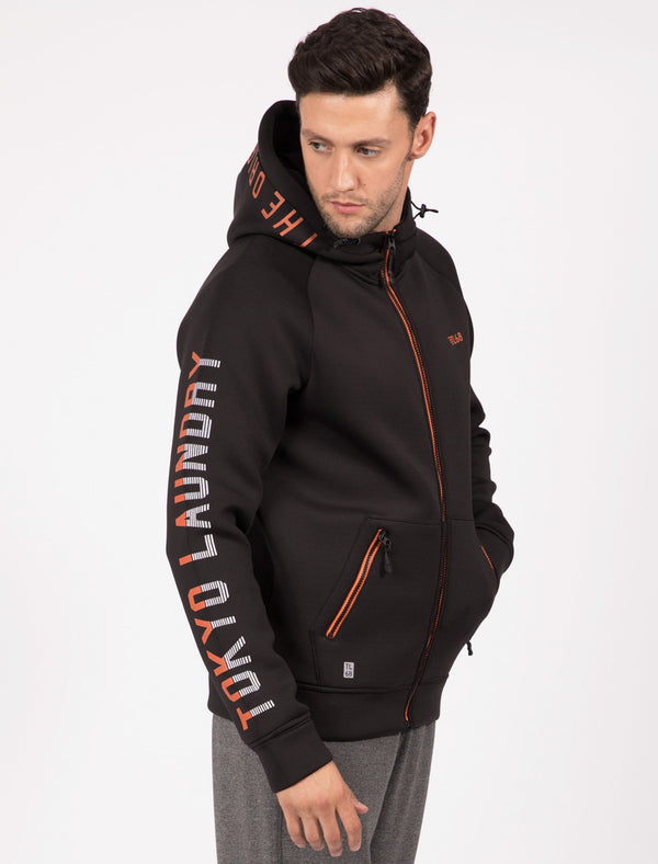 Manitoba Zip Through Sports Hoodie in Black - Tokyo Laundry Active