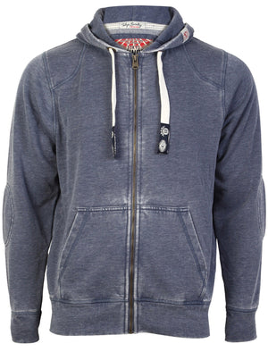 Tokyo Laundry George navy burn out zip up hoodie