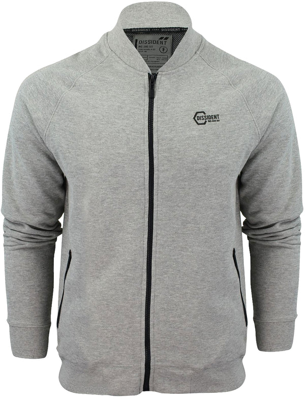 Morgan Ribbed Collar Cotton Bomber Jacket in Mid Grey Marl - Dissident