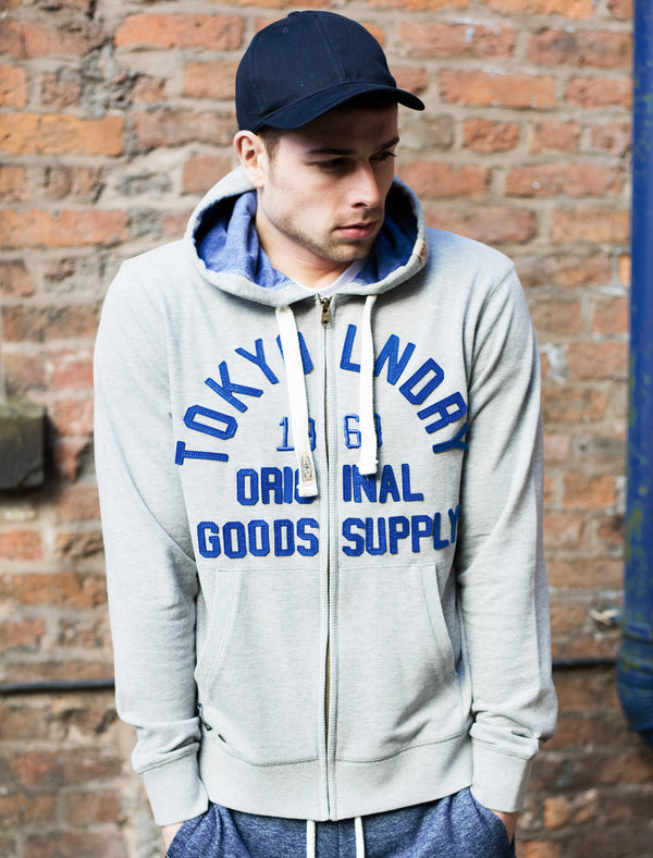 Tomahawk Bay Zip-up Hoodie in Light Grey Marl - Tokyo Laundry