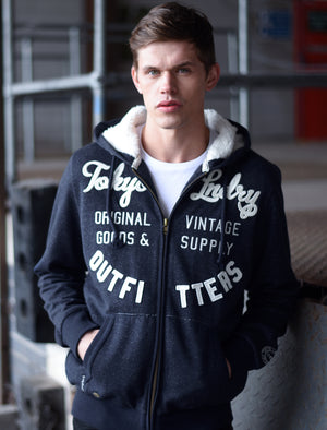 Whonnock Lake Borg Lined Hoodie in Black Dark Navy Grindle Tokyo L Tokyo Laundry
