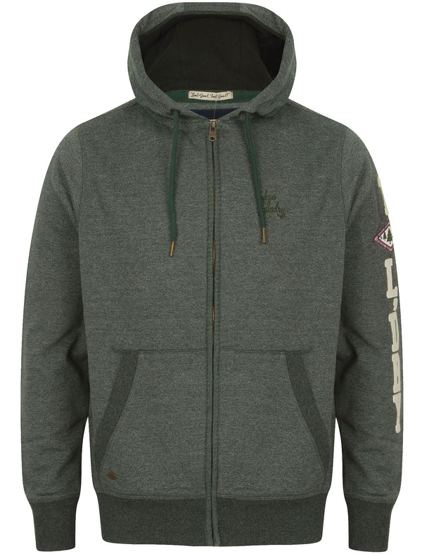 Oakwood Zip Through Hoodie in Hunter Green / Ivory - Tokyo Laundry