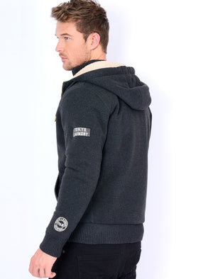 Black Forest Mock Layered Zip Through Hoodie in Charcoal Marl - Tokyo Laundry