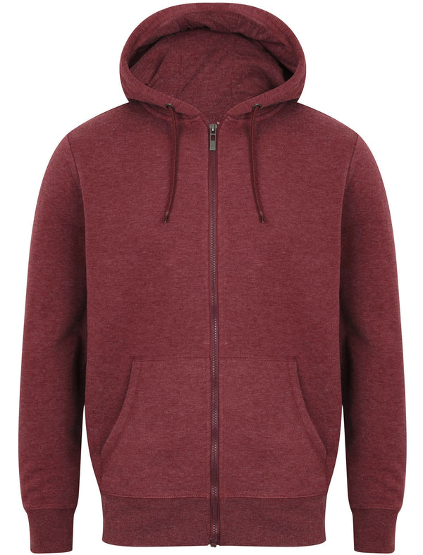 Chiswell Zip Through Hoodie in Bordeaux Marl - Dissident