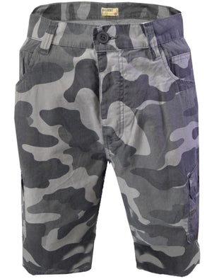 Bruce Camo Print Cargo Shorts in Grey - Dissident