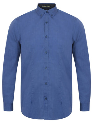 Salvador Long Sleeve Cotton Shirt in Deep Blue - Tokyo Laundry