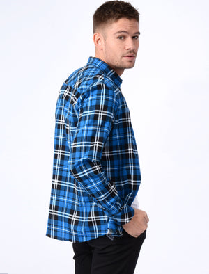 Dieppe Cotton Flannel Checked Shirt In Blue - Tokyo Laundry