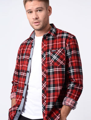 Dieppe Cotton Flannel Checked Shirt In Red Dahlia - Tokyo Laundry