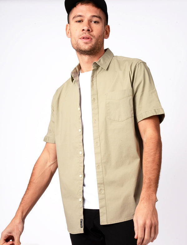 Grosvenor Short Sleeve Cotton Shirt in Sage - Tokyo Laundry