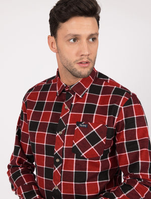 Hulverston Checked Cotton Flannel Shirt In Rio Red - Tokyo Laundry