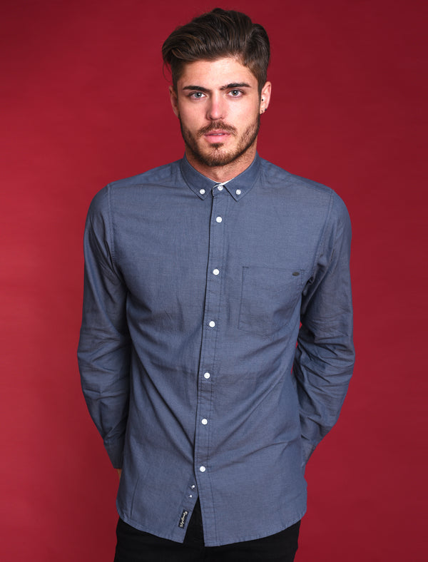 Barkley Cotton Twill Shirt in Dark Denim - Tokyo Laundry