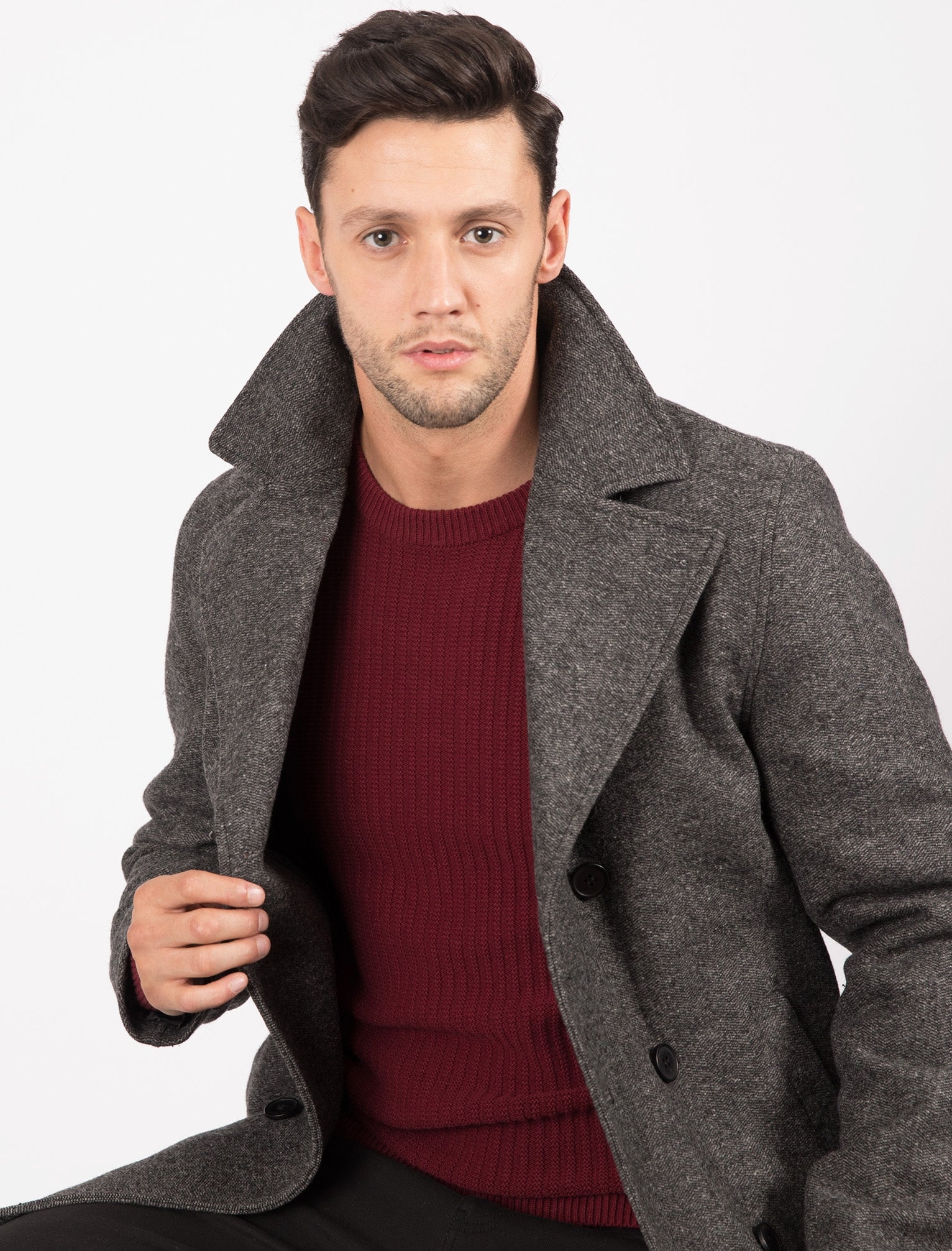 Mens herringbone discount pea coat