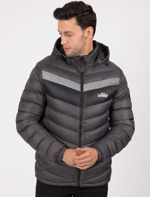 Langham Quilted Puffer Jacket with Hood In Forged Iron - Tokyo Laundry