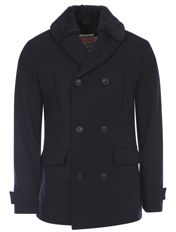 Tokyo Laundry Curtmantle navy blue wool rich pea coat