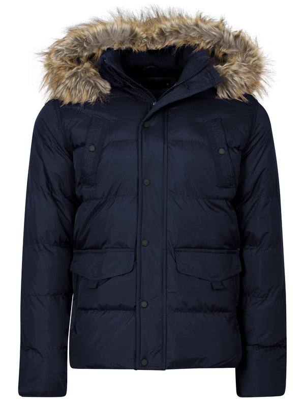 Dissident Wetherby navy padded detachable hooded coat