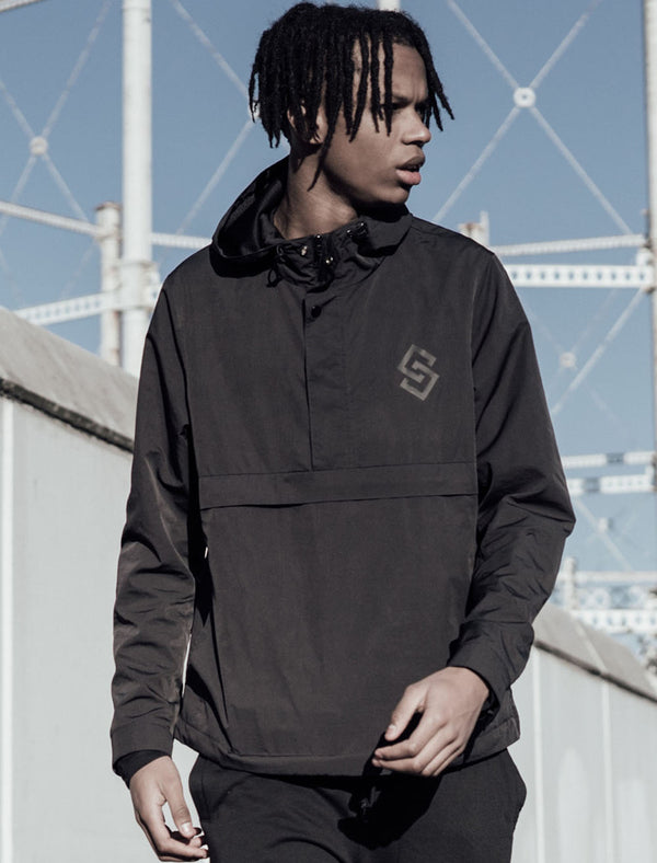 St Chalons Pullover Windbreaker Jacket in Black - Saint & Sinner