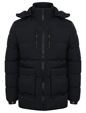 Bellamy Padded Coat with Detachable Hood in True Navy - Dissident
