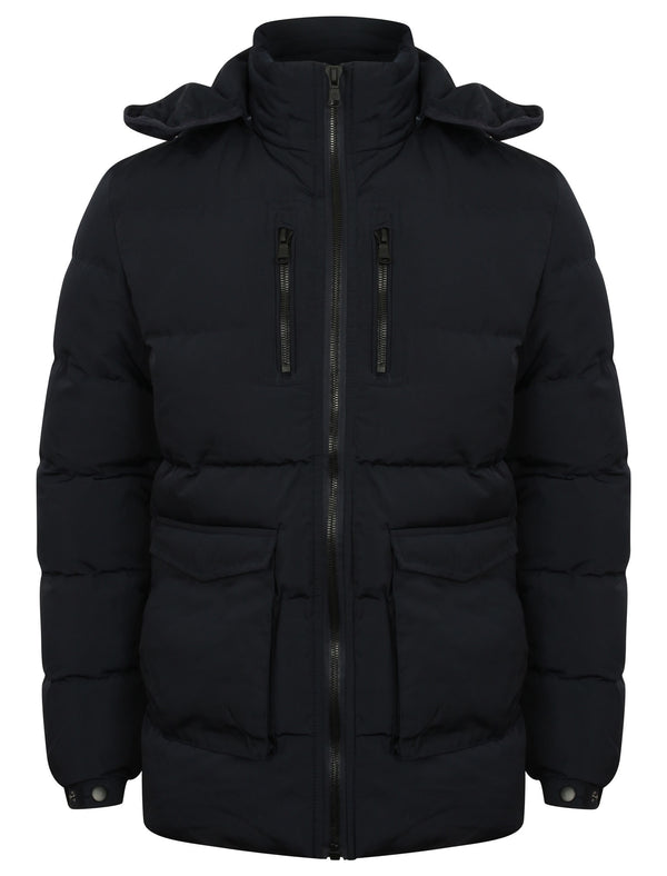 Bellamy Padded Coat with Detachable Hood in True Navy - Dissident
