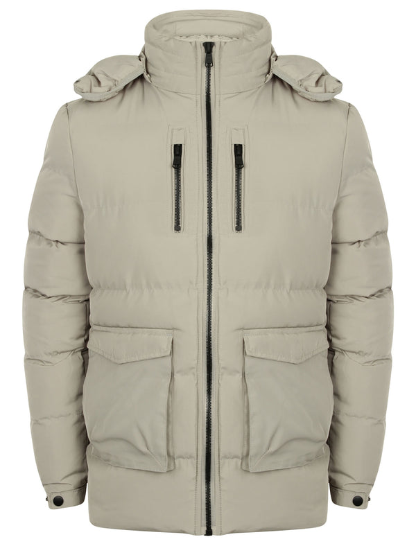 Bellamy Padded Coat with Detachable Hood in Silver Grey - Dissident