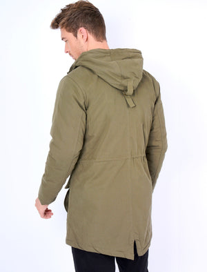 Parton Borg Lined Hooded Parka Jacket in Amazon Khaki - Tokyo Laundry