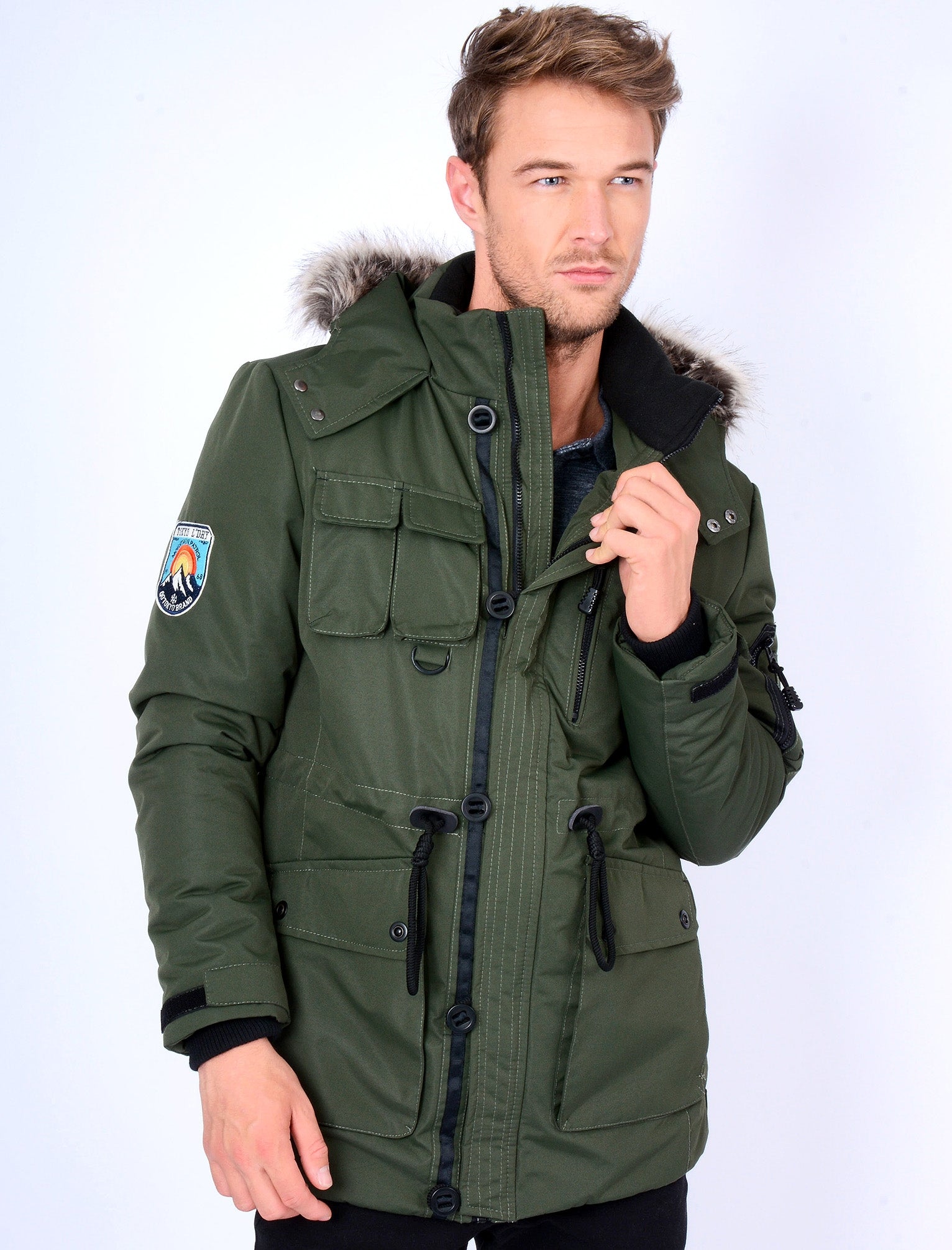 Drayton Utility Parka Coat in Green - Tokyo Laundry