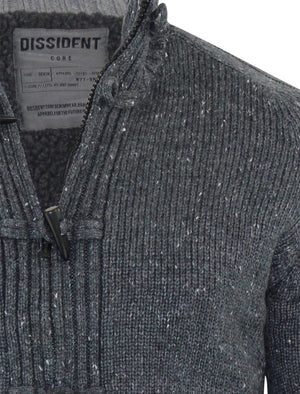 Broadley Neppy Sherpa Lined Knitted Jacket In Charcoal - Dissident
