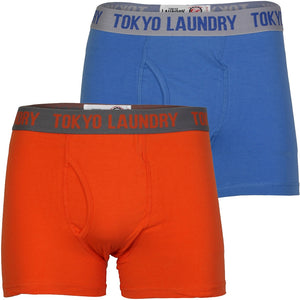 Tokyo Laundry Desoto Cove Sports Boxer Shorts (2 Pack)  Regatta Blue & Fire Orange