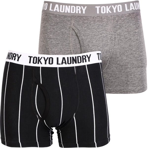 Tokyo Laundry Wainui Bay (2 Pack)  boxer shorts Black & Mid Grey Marl