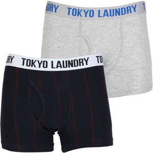 Tokyo Laundry Wainui Bay ( 2 Pack) boxer shorts Light Grey Marl & Dark Navy