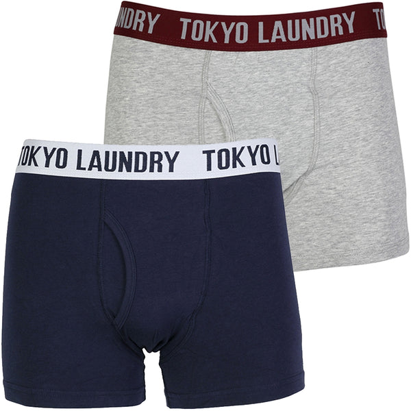 Adahy (2 Pack)  Boxer Shorts Set in Light Grey Marl / Eclipse Blue - Tokyo Laundry