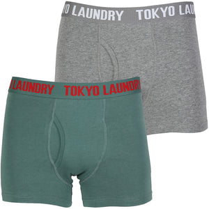 Tokyo Laundry Mount Choovio ( 2 Pack) boxer shorts Mallard Green & Dark Grey Marl