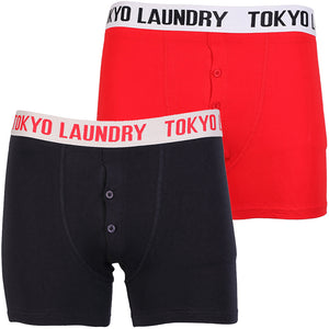 Manson (2 Pack) Boxer Shorts Set in Dark Navy / Tokyo Red - Tokyo Laundry
