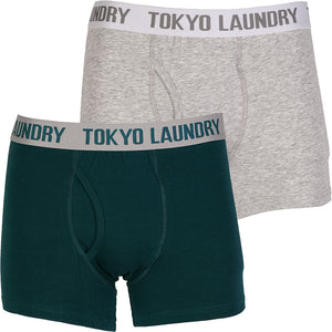 Camden (2 Pack) Boxer Shorts Set in Light Grey Marl / Deep Teal - Tokyo Laundry